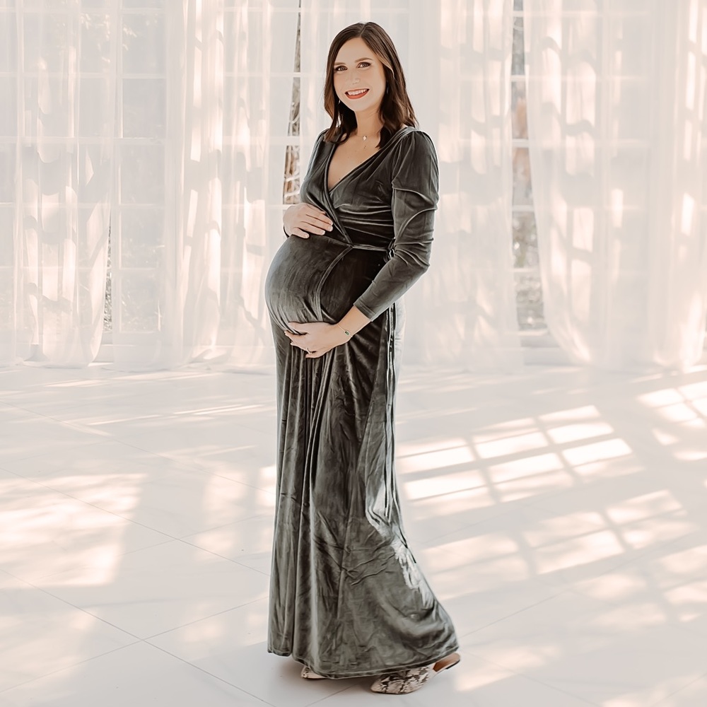 Baltic Born Esmerelda Velvet Wrap Maxi Dress - Sz L / Color Eucalyptus